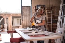 Woman doing construction.